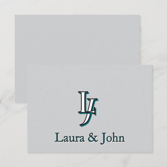 Custom Couple Initials and Names Flat Card (Front/Back)