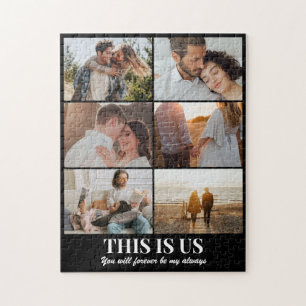 Custom Couple Love Photo Collage 6 Pictures 11x14 Jigsaw Puzzle