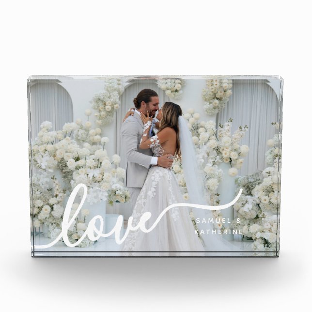 Custom Couple Love Script Photo Block (Front)