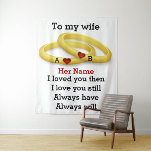 Custom couple love wedding anniversary monogram tapestry