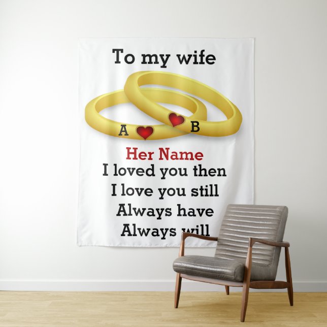 Custom couple love wedding anniversary monogram tapestry (In Situ)