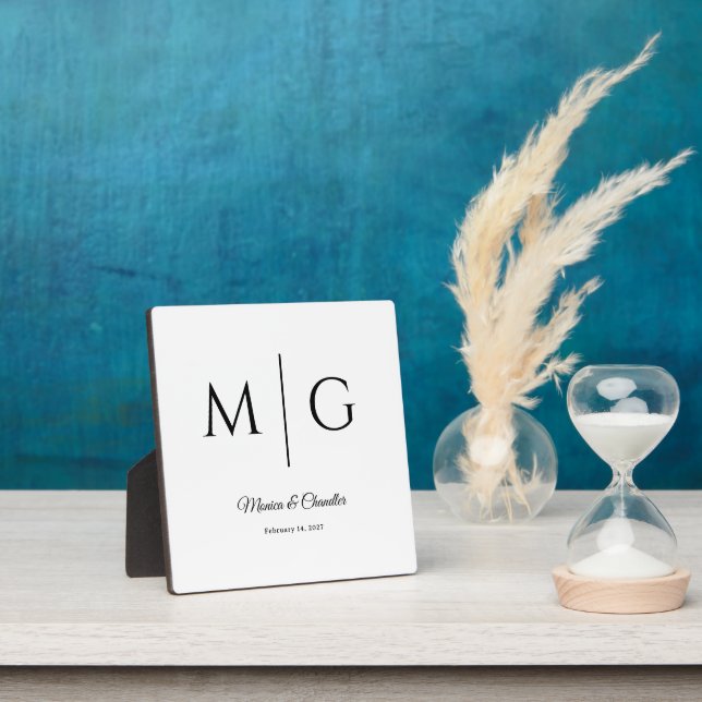 Custom Couple Monogram Modern Elegant White Plaque (Insitu)