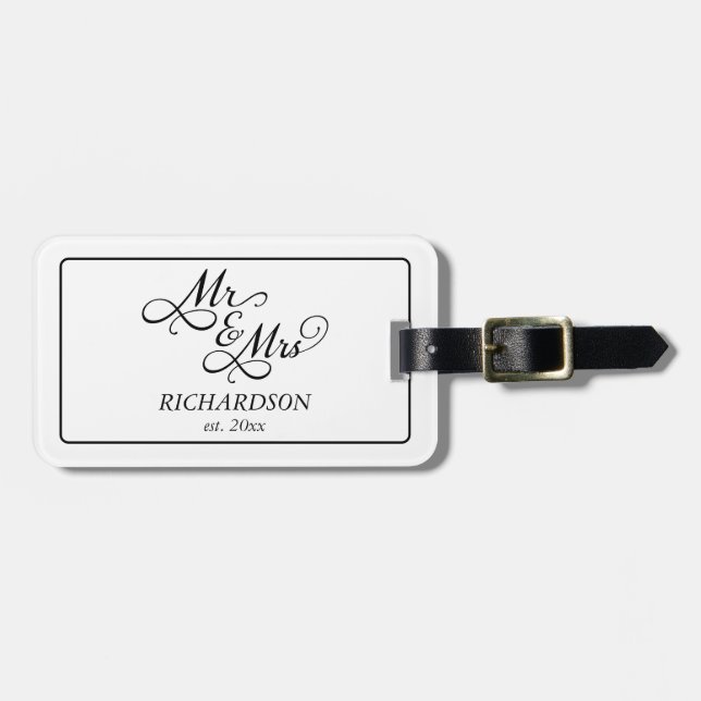 Custom Couple Mr and Mrs  Luggage Tag (Front Horizontal)