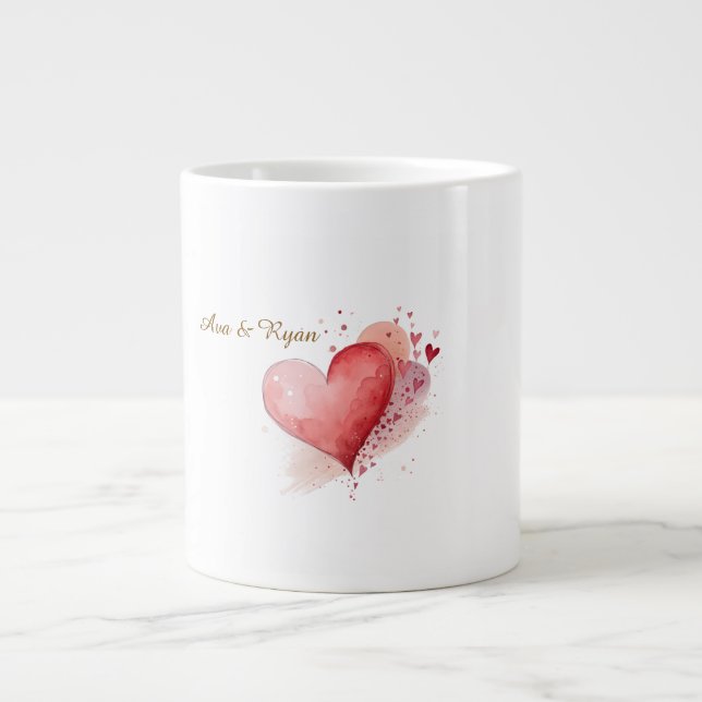 Custom Couple Name Watercolor Heart Specialist Mug (Front)