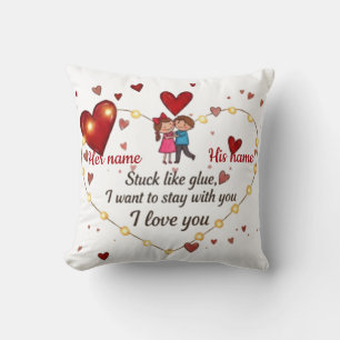 Custom Couple Names Romantic Stuck like glue Cushion