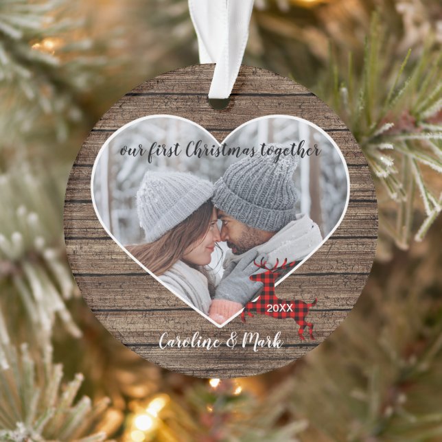 Custom Couple Our First Christmas Holiday Ornament (Tree)