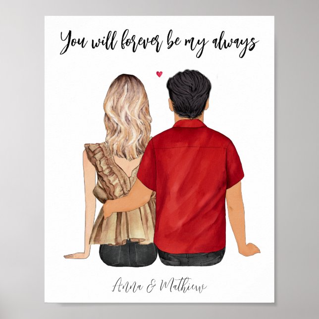 Custom couple personalised portrait poster (Front)