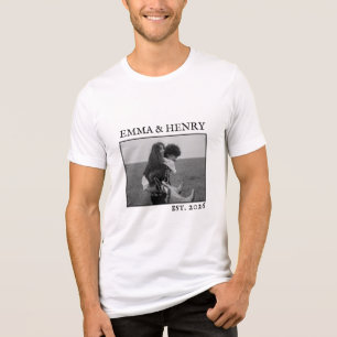 Custom Couple Photo Aesthetic Minimalist Typograph Tri-Blend Shirt