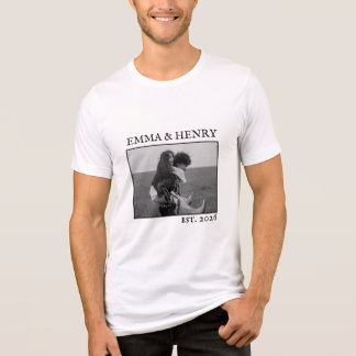 Custom Couple Photo Aesthetic Minimalist Typograph Tri-Blend Shirt