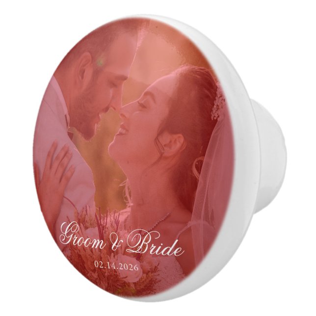 Custom Couple Photo Ceramic Drawer Knob Design (Right)