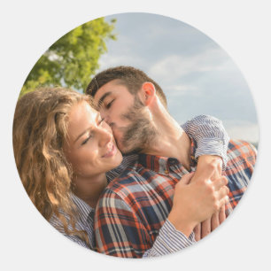 Custom Couple Photo Classic Round Sticker