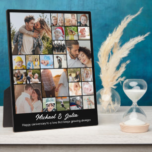Custom Couple Photo Collage 25 Pictures 8x10 Black Plaque