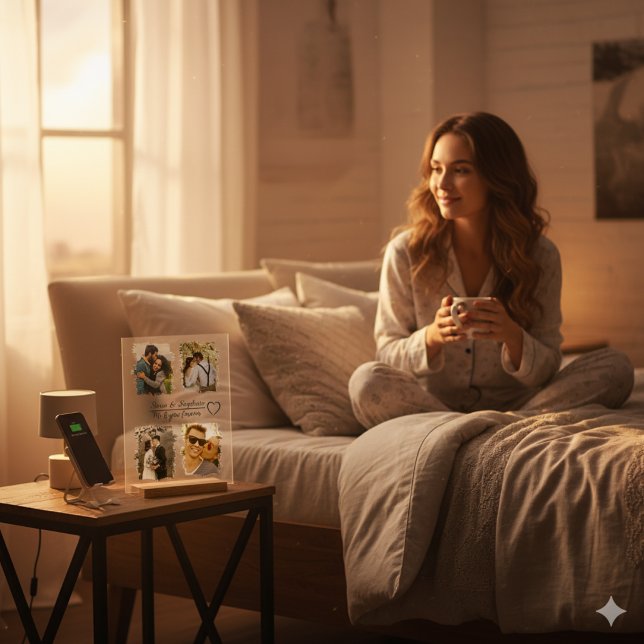 Custom Couple Photo Collage with Any Text Acrylic Sign (Creator Uploaded)