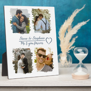 Custom Couple Photo Collage with Any Text Plaque