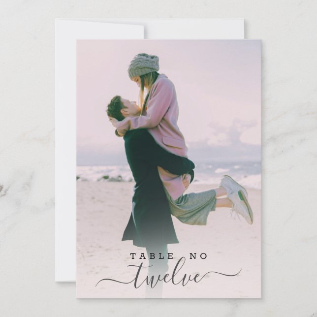 Custom Couple Photo Hand Lettered Script Wedding Invitation (Front)