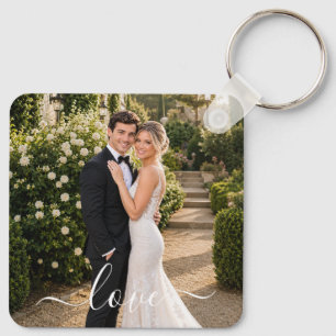 Custom Couple Photo Love Keychain   Romantic Weddi