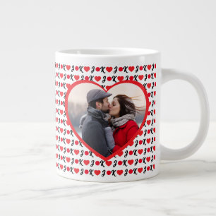 Custom Couple Photo Name Initials Valentine's Day  Large Coffee Mug