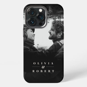 Custom Couple Photo Stylish Black Abstract iPhone 13 Pro Case