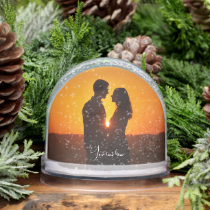 Custom couple photo text Snow Globe
