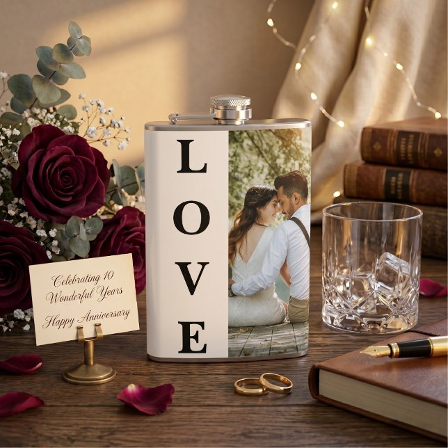 Custom Couple Photo Wedding Anniversary Gift Hip Flask (Creator Uploaded)