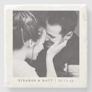 Custom Couple Photo Wedding Anniversary Keepsake Stone Coaster