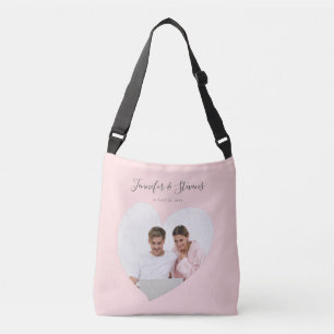 Custom Couple PhotoHeart Blush Pink Anniversary Crossbody Bag