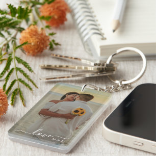 Custom Couple Pictures And Simple Love Quote Text Key Ring