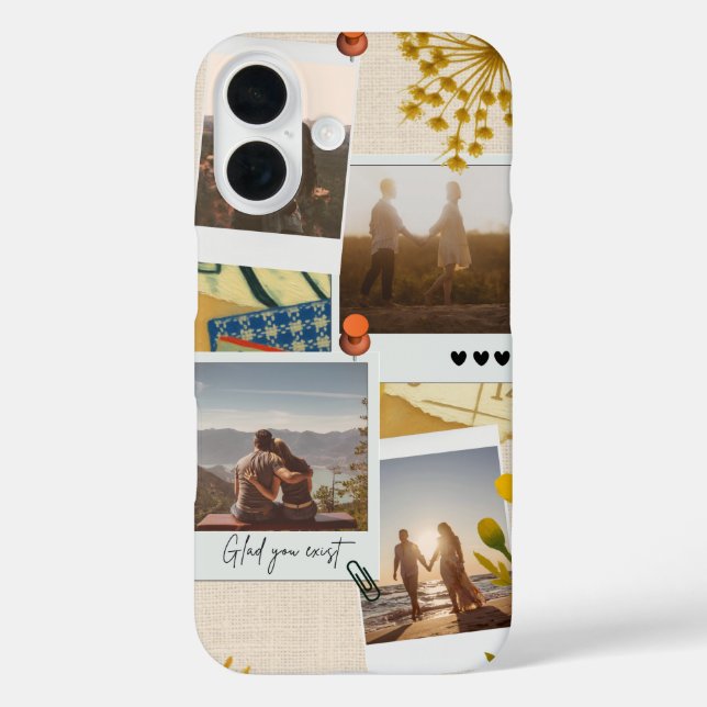 Custom Couple’s Photo Collage| 'Glad you exist|  Case-Mate iPhone Case (Back)