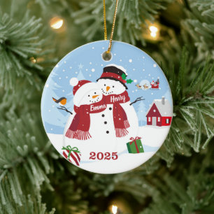 Custom Couple Snowman Christmas Ornament