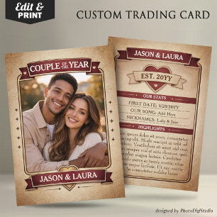 Custom Couple Trading Card, Custom Anniversary  Calling Card