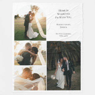 Custom Couple Wedding Anniversary 4 Photo Collage Fleece Blanket
