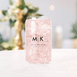 Custom Couple Wedding Modern Monogram Initials Can Glass