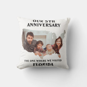 Custom couple wedding vacation USA shape photo Cushion