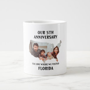 Custom couple wedding vacation USA shape photo Large Coffee Mug