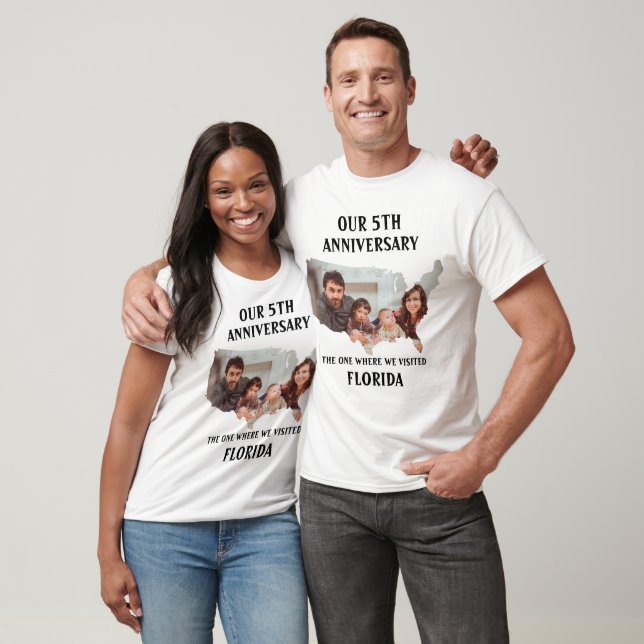 Custom couple wedding vacation USA shape photo T-Shirt (Unisex)