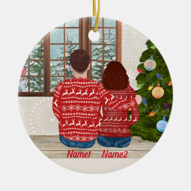 Custom Couples Christmas Ornament (Front)