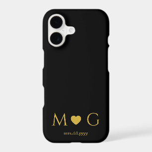 Custom Couples Monogram Heart Mark Black