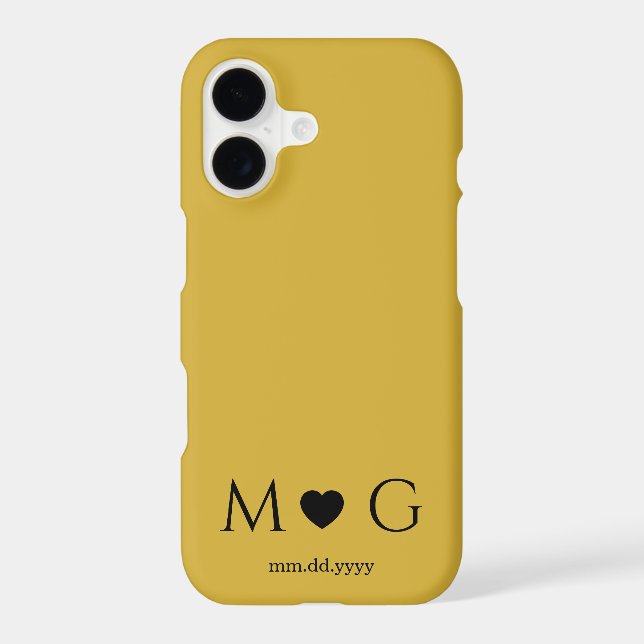 Custom Couples Monogram Heart Mark M Gold (Back)