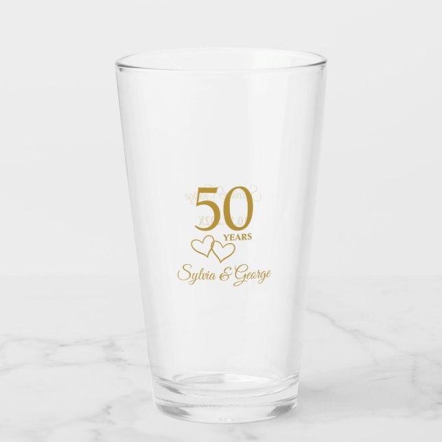 Custom Couples Name Keepsake 50th Anniversary Gift Glass (Back)
