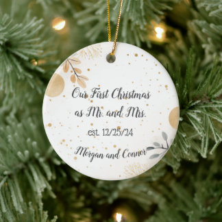 Custom Couples Ornament, Personalised Christmas Ceramic Ornament