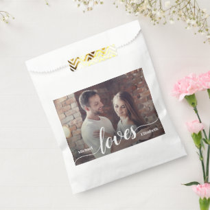 Custom Couples Photo Love Script Favour Bag
