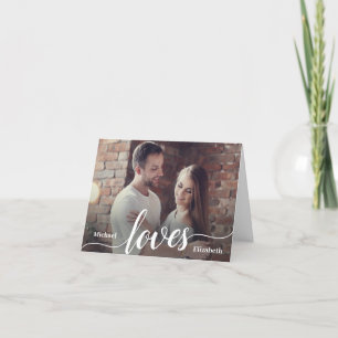 Custom Couples Photo Love Script Thank You Card