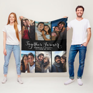 Custom Couples Together Forever Photo Collage Fleece Blanket