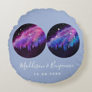 Custom Couples Zodiac Gifts Any Horoscope Round Cushion