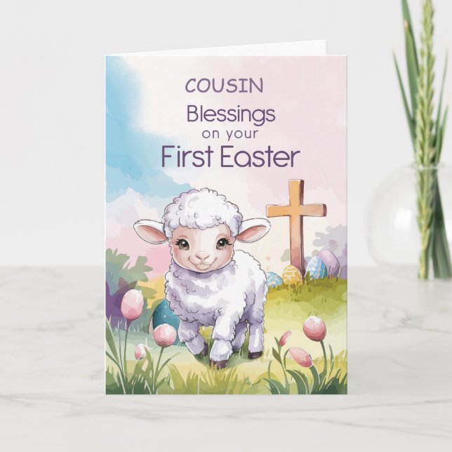 Custom Cousin Baby’s First Easter Religious Card (Front)