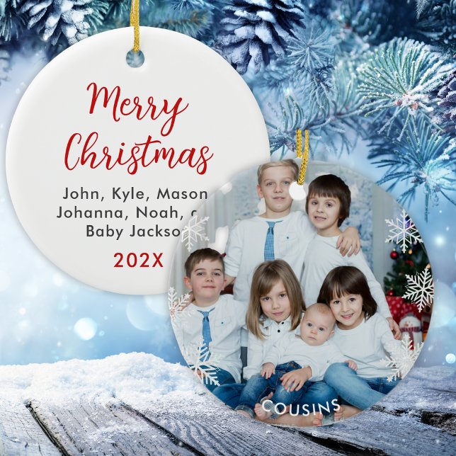 Custom Cousins Photo Christmas Ceramic Ornament (Custom Cousins Photo Christmas Ceramic Ornament
)