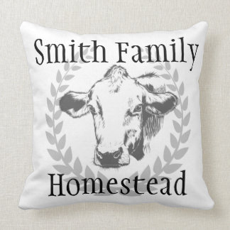 Custom Cow Family Homestead Rustic Throw Pillow