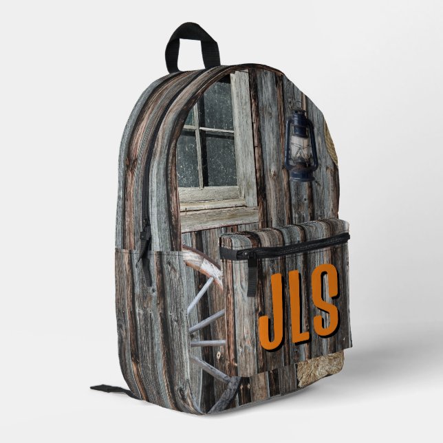 Custom Cowboy Barn Printed Backpack (Back Corner Left)