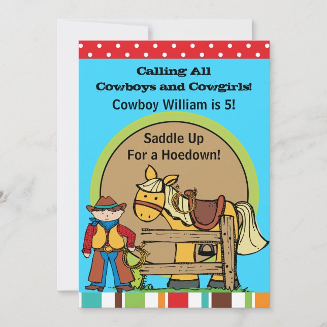Custom Cowboy Hoedown Western Birthday Invitation (Front)
