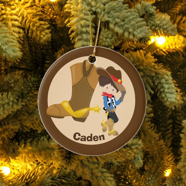 Custom Cowboy Kid Ceramic Ornament (Creator Uploaded)